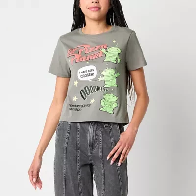 Juniors Disney Pixar Toy Story Pizza Planet Semi Fit Womens Crew Neck Short Sleeve Graphic T-Shirt