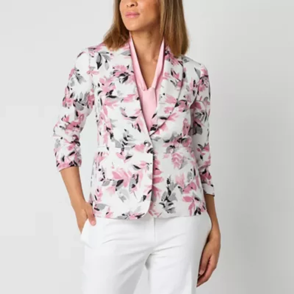 Black Label by Evan-Picone Textured Womens Classic Fit Suit Jacket