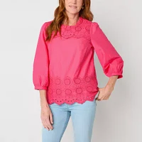 St. John's Bay Womens Crew Neck Long Sleeve Blouse