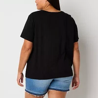 a.n.a Womens Plus Crew Neck Short Sleeve T-Shirt