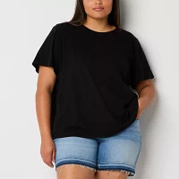 a.n.a Womens Plus Crew Neck Short Sleeve T-Shirt