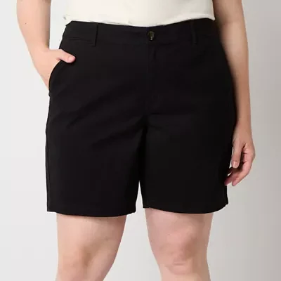 a.n.a Womens 8" Mid Rise Chino Short-Plus