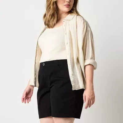 a.n.a Womens 8" Mid Rise Chino Short-Plus