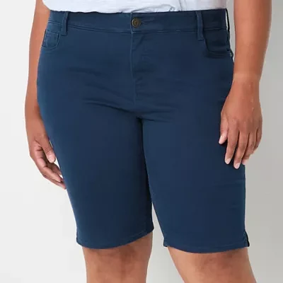 Liz Claiborne Sara Womens Mid Rise Bermuda Short-Plus