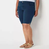 Liz Claiborne Sara Womens Mid Rise Bermuda Short-Plus