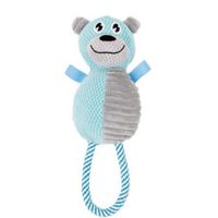 Pet Life Plush Huggabear Natural Jute and Squeak Chew Tugging Dog Toy