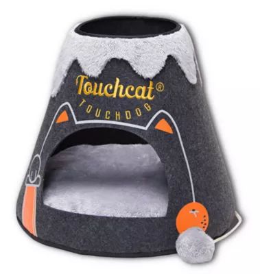 Touchcat Molten Lava Designer Triangular Cat Pet Kitty Bed House with Toy