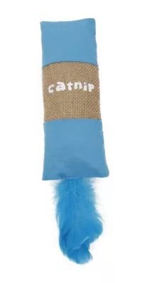 Pet Life Rectangular Duffle Crinkle Plush Faux FurTeaser Catnip Kitty Cat Toy