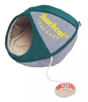 Touchcat Saucer Oval Collapsible Walk-Through Pet Cat Bed House with Playactive Toy