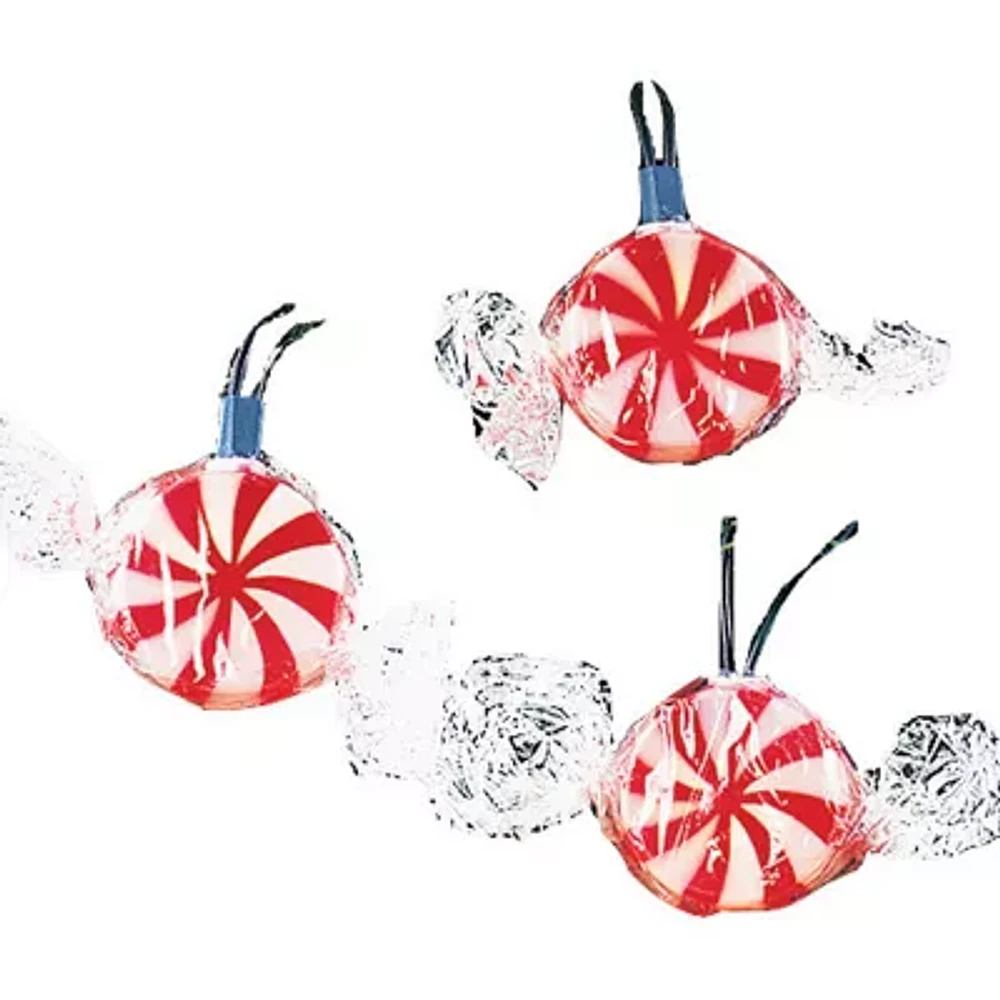 Kurt Adler 10-Light Red Peppermint Candy Light Set