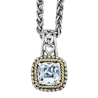 Shey Couture Genuine Blue Topaz Sterling Silver 14k Gold Pendant Necklace