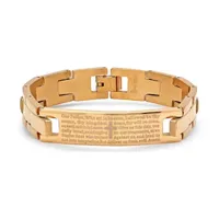 Mens 8 Inch 18K Gold over Stainless Steel Link Bracelet