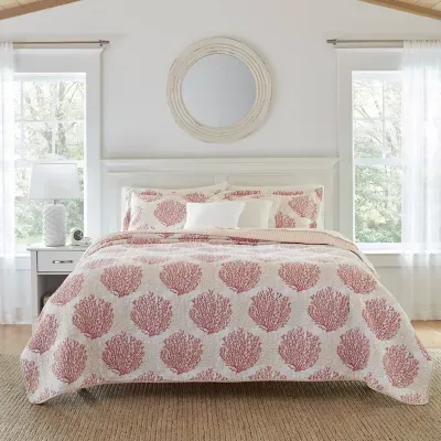 Laura Ashley Coral Coast Floral Reversible Quilt Set