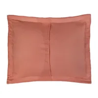 Laura Ashley Solid Coral Cotton Reversible Quilt Set