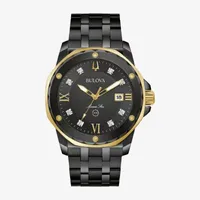 Bulova Marine Star Unisex Adult Diamond Accent Black Stainless Steel Bracelet Watch 98d176