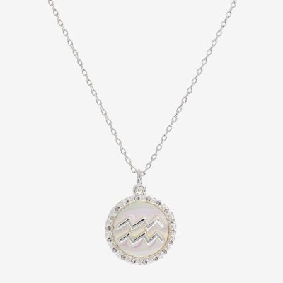 Sparkle Allure Zodiac Cubic Zirconia Pure Silver Over Brass 16 Inch Link Round Pendant Necklace