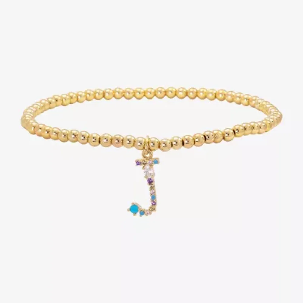 Sparkle Allure Cubic Zirconia 14K Gold Over Brass 6 3/4 Inch Bead Strand Bracelets