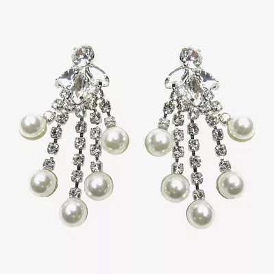 Vieste Rosa Simulated Pearl Chandelier Earrings