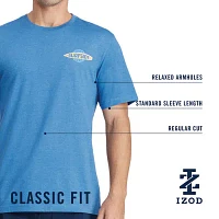 IZOD Saltwater Americana Mens Crew Neck Short Sleeve Classic Fit Americana Graphic T-Shirt