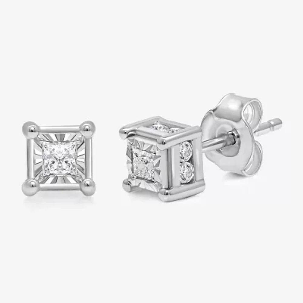 Tru Miracle 1/2 CT. T.W. Natural White Diamond 10K White Gold 5mm Stud Earrings