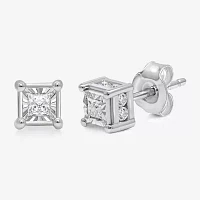 Tru Miracle 1/2 CT. T.W. Natural White Diamond 10K Gold 5mm Princess-cut Stud Earrings