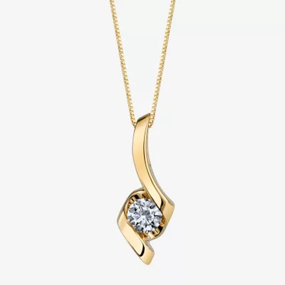 Sirena® 1/10 CT. Natural Diamond 14K Yellow Gold Ribbon Pendant Necklace