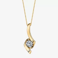 Sirena® 1/10 CT. Natural Diamond 14K Yellow Gold Ribbon Pendant Necklace