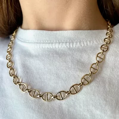 Made in Italy 14K Gold 18 Inch Hollow Link Chain Necklace