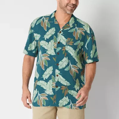 St. John's Bay Camp Mens Classic Fit Short Sleeve Button-Down Shirt