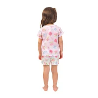 Dots & Dreams Girls Round Neck Short Sleeve 4-pc. Pajama Sets