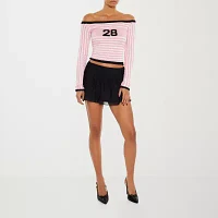 Forever 21 Juniors Womens Straight Neck Long Sleeve Logo Pullover Sweater