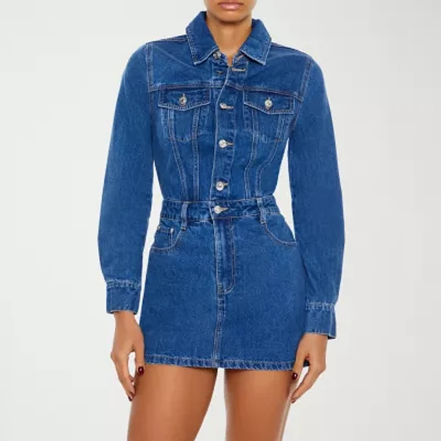 white christmas dresses Denim Halter Mini Dress main image 1