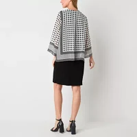 Studio 1 Womens Geometric Faux-Jacket Dress With Removable Necklace