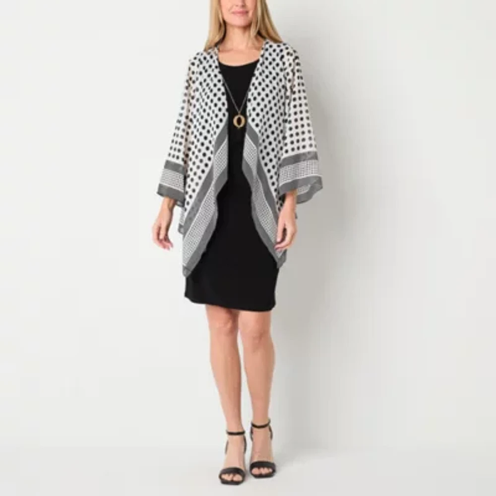 Studio 1 Womens Geometric Faux-Jacket Dress With Removable Necklace