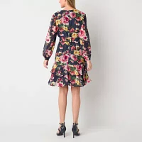 R & K Originals Womens Long Sleeve Floral Fit + Flare Dress