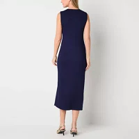 52seven Womens Sleeveless Midi Sheath Dress