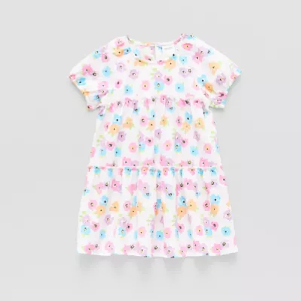 Okie Dokie Toddler & Little Girls Short Sleeve Fitted A-Line Dress