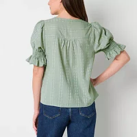 Frye and Co. Womens Square Neck Short Sleeve Blouse