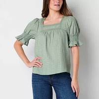 Frye and Co. Womens Square Neck Short Sleeve Blouse