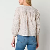 a.n.a Womens Split Crew Neck Long Sleeve Blouse