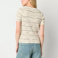 a.n.a Ribbed Womens Short Sleeve Pullover Sweater