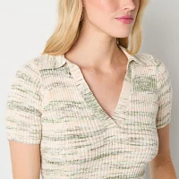 a.n.a Ribbed Womens Short Sleeve Pullover Sweater