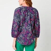 St. John's Bay Womens 3/4 Sleeve Adaptive Easy-on + Easy-off Hidden Access Opening Blouse
