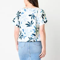 Liz Claiborne Womens Short Sleeve Blouse