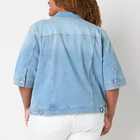 St. John's Bay Midweight Denim Womens Plus Jacket