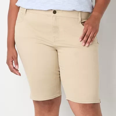 Liz Claiborne Sara Womens Mid Rise Bermuda Short-Plus
