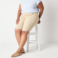 Liz Claiborne Sara Womens Mid Rise Bermuda Short-Plus