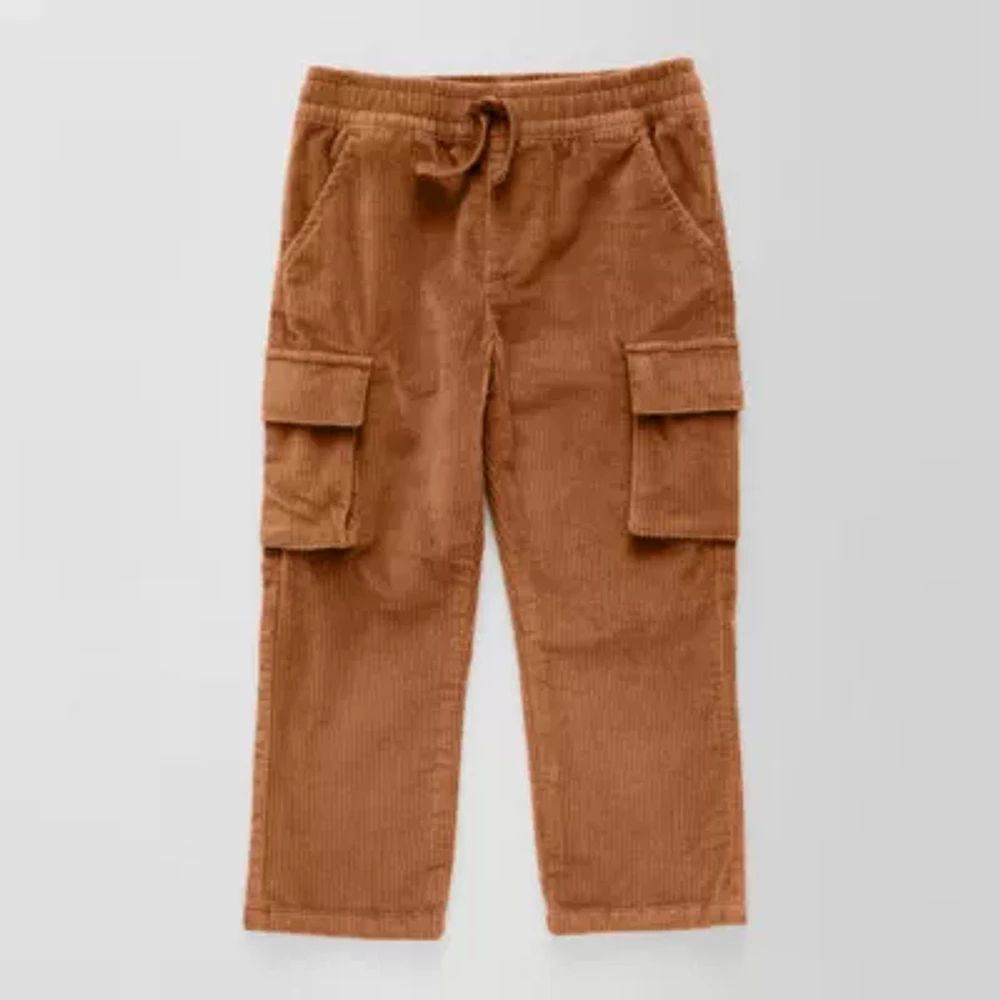 Okie Dokie Toddler & Little Boys Corduroy Mid Rise Straight Cargo Pant