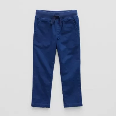 Okie Dokie Toddler & Little Boys Lined Twill Mid Rise Straight Pull-On Pants