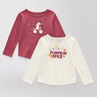 Okie Dokie Toddler & Little Girls 2-pc. Round Neck Long Sleeve Graphic T-Shirt